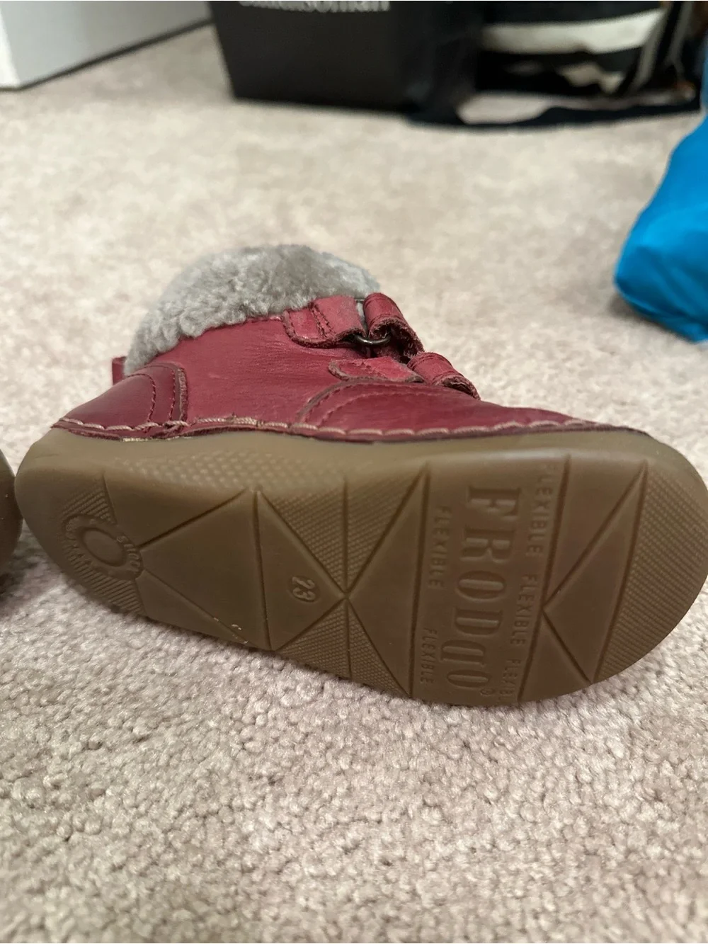 Froddo Kids Burgundy Leather Winter Boots with Fur Lining Size 23 or US 7
